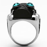 TK1118 - Two-Tone IP Black Stainless Steel Ring with Top Grade Crystal  in Blue Zircon - Alamode