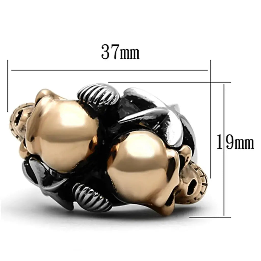 TK1119 - Two-Tone IP Rose Gold Stainless Steel Ring with Epoxy in Jet - Alamode - Flyclothing LLC