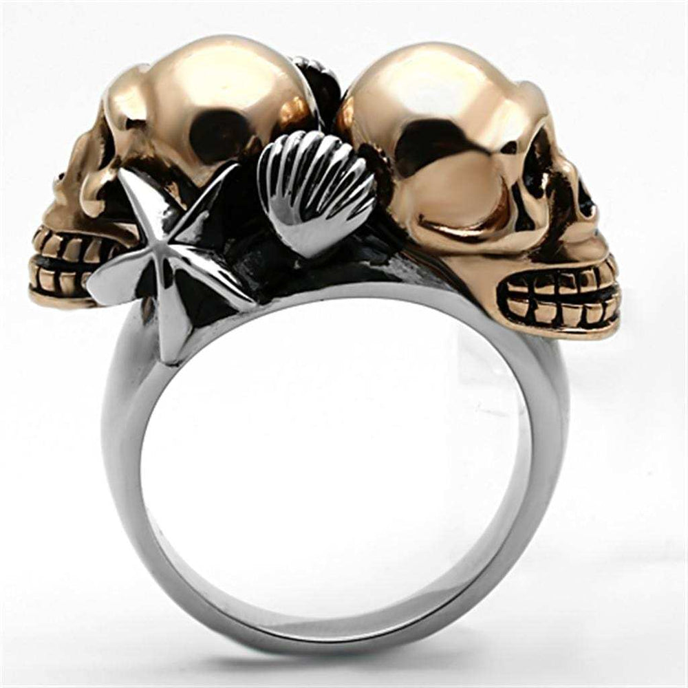 TK1119 - Two-Tone IP Rose Gold Stainless Steel Ring with Epoxy in Jet - Alamode - Flyclothing LLC