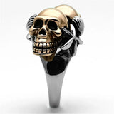 TK1119 - Two-Tone IP Rose Gold Stainless Steel Ring with Epoxy in Jet - Alamode - Flyclothing LLC
