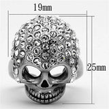 TK1120 - High polished (no plating) Stainless Steel Ring with Top Grade Crystal in Clear - Alamode - Flyclothing LLC