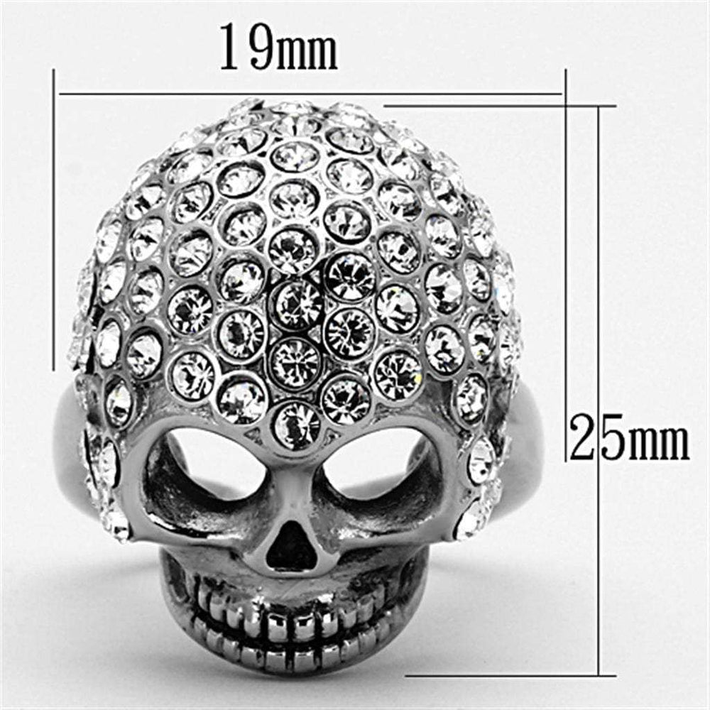 TK1120 - High polished (no plating) Stainless Steel Ring with Top Grade Crystal in Clear - Alamode - Flyclothing LLC