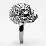 TK1120 - High polished (no plating) Stainless Steel Ring with Top Grade Crystal in Clear - Alamode - Flyclothing LLC
