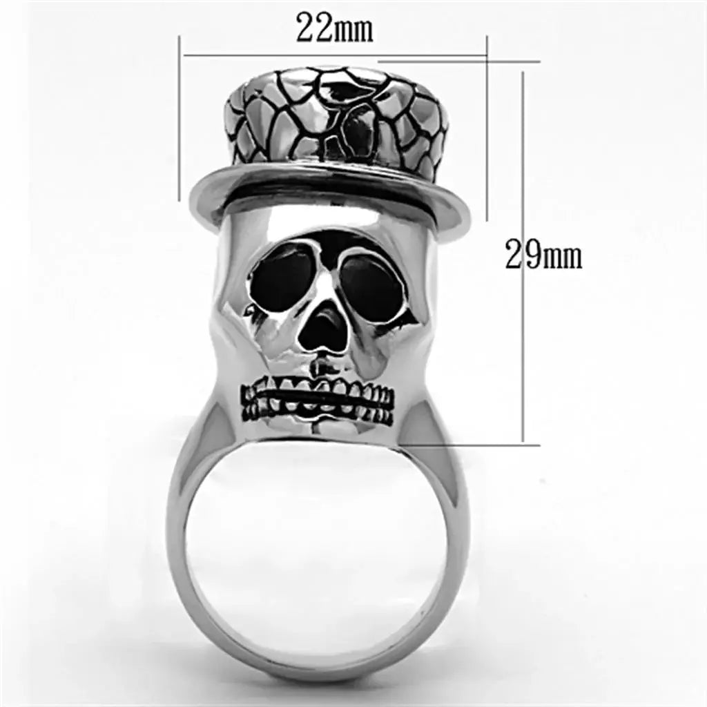 TK1121 - High polished (no plating) Stainless Steel Ring with Epoxy in Jet - Alamode - Flyclothing LLC