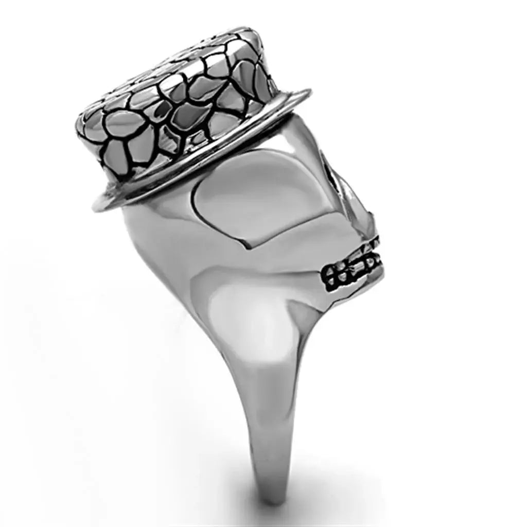 TK1121 - High polished (no plating) Stainless Steel Ring with Epoxy in Jet - Alamode - Flyclothing LLC