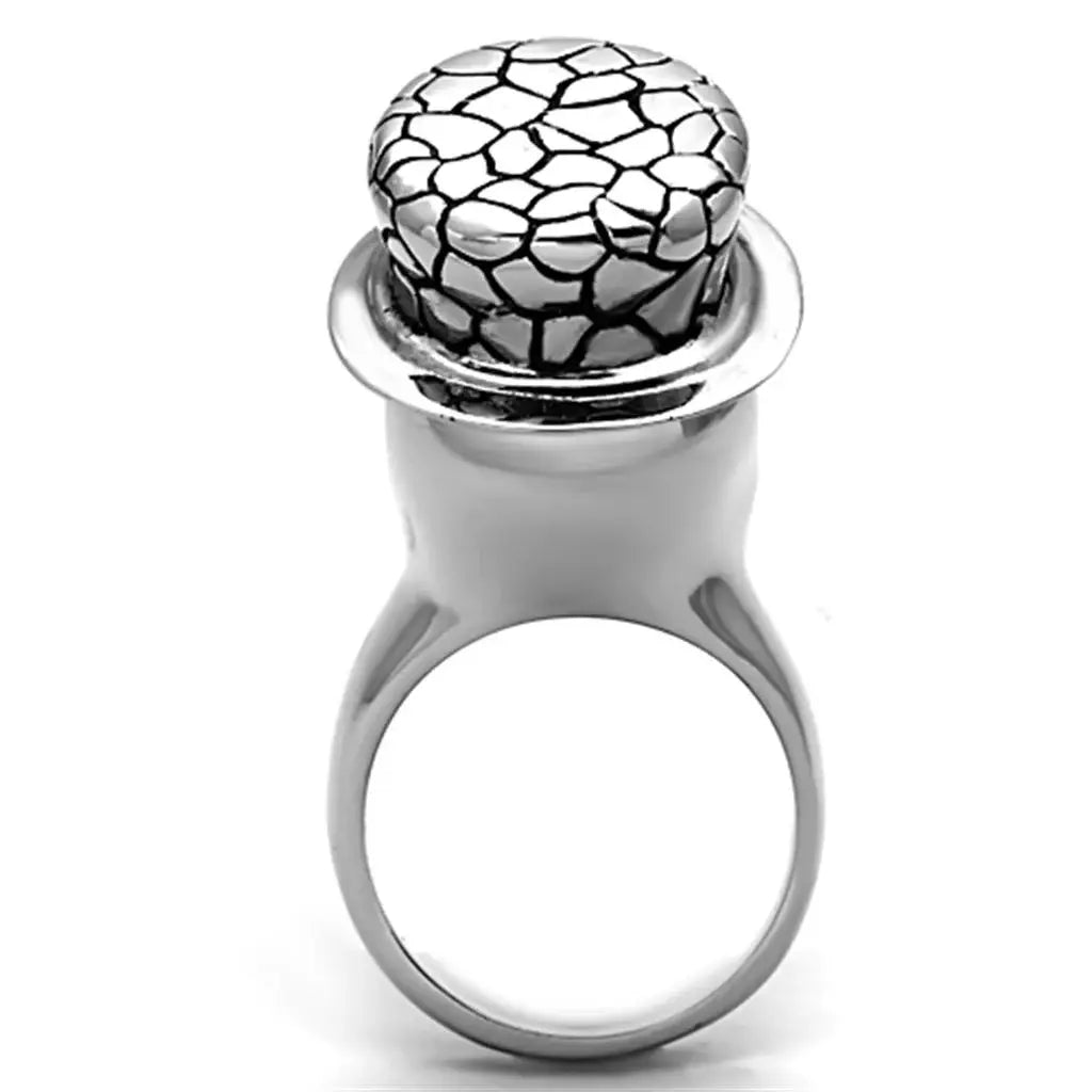 TK1121 - High polished (no plating) Stainless Steel Ring with Epoxy in Jet - Alamode - Flyclothing LLC