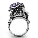 TK1122 - High polished (no plating) Stainless Steel Ring with Top Grade Crystal  in Emerald - Alamode
