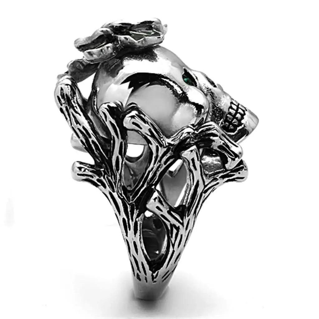 TK1122 - High polished (no plating) Stainless Steel Ring with Top Grade Crystal in Emerald - Alamode - Flyclothing LLC