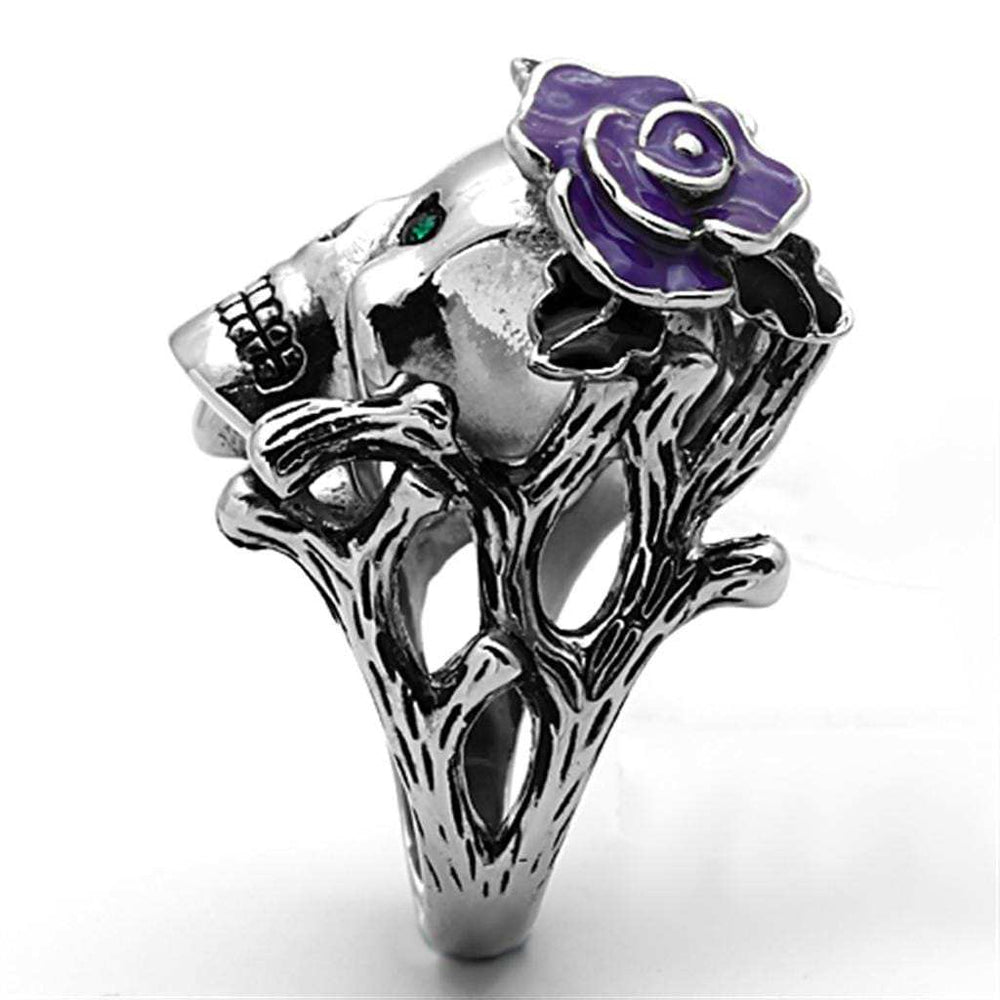 TK1122 - High polished (no plating) Stainless Steel Ring with Top Grade Crystal in Emerald - Alamode - Flyclothing LLC