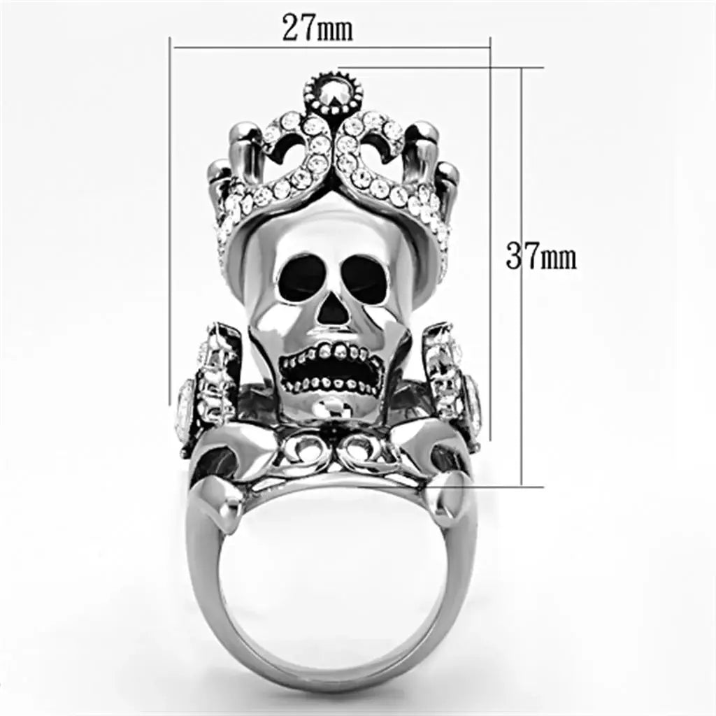 TK1123 - High polished (no plating) Stainless Steel Ring with Top Grade Crystal in Black Diamond - Alamode - Flyclothing LLC