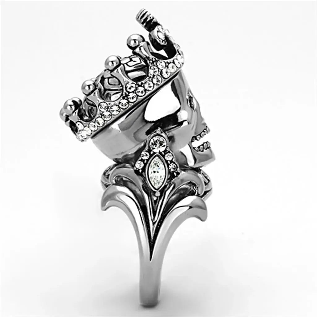 TK1123 - High polished (no plating) Stainless Steel Ring with Top Grade Crystal in Black Diamond - Alamode - Flyclothing LLC