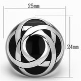 TK1133 - High polished (no plating) Stainless Steel Ring with Epoxy  in Jet - Alamode