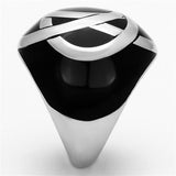 TK1133 - High polished (no plating) Stainless Steel Ring with Epoxy  in Jet - Alamode