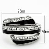 TK1134 - High polished (no plating) Stainless Steel Ring with Top Grade Crystal in Clear - Alamode - Flyclothing LLC