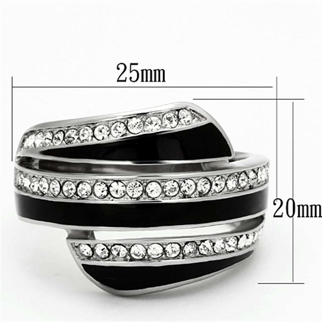 TK1134 - High polished (no plating) Stainless Steel Ring with Top Grade Crystal in Clear - Alamode - Flyclothing LLC