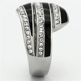 TK1134 - High polished (no plating) Stainless Steel Ring with Top Grade Crystal  in Clear - Alamode