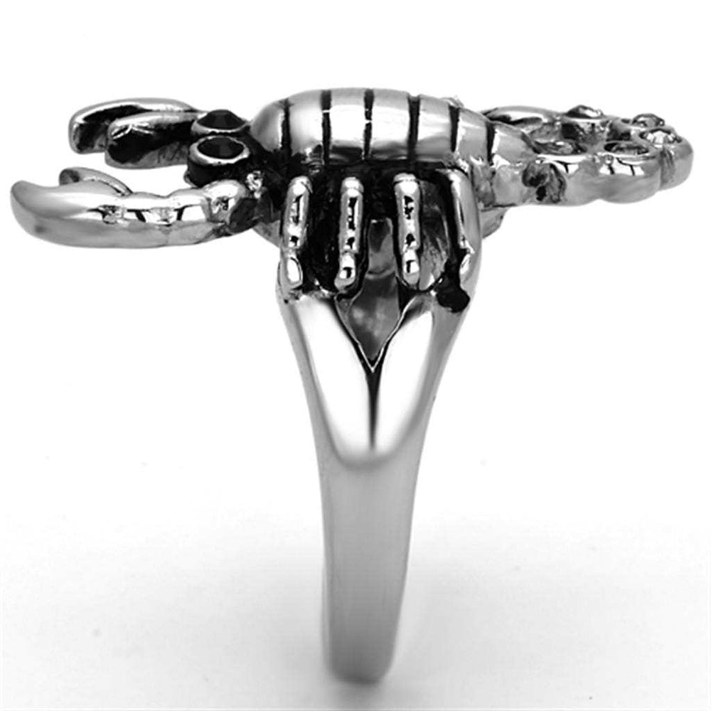 TK1135 - High polished (no plating) Stainless Steel Ring with Top Grade Crystal in Jet - Alamode - Flyclothing LLC