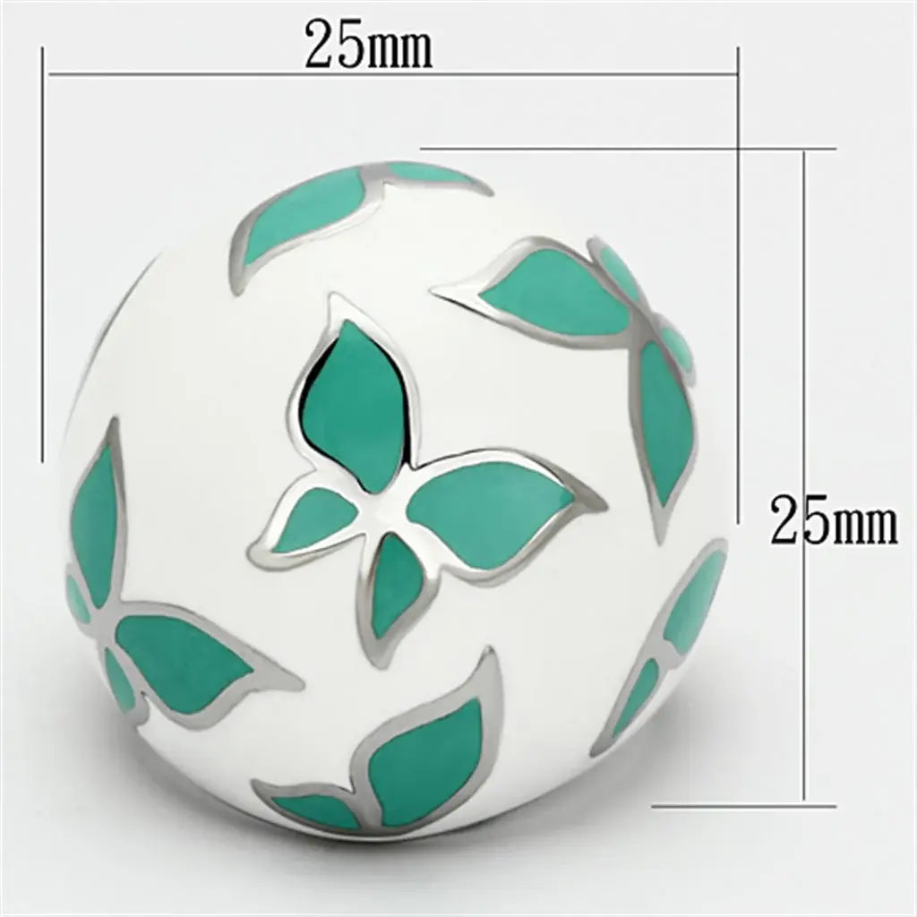TK1137 - High polished (no plating) Stainless Steel Ring with Epoxy in Emerald - Alamode - Flyclothing LLC