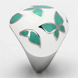 TK1137 - High polished (no plating) Stainless Steel Ring with Epoxy in Emerald - Alamode - Flyclothing LLC