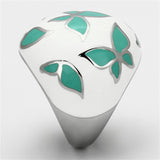 TK1137 - High polished (no plating) Stainless Steel Ring with Epoxy  in Emerald