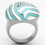 TK1138 - High polished (no plating) Stainless Steel Ring with Top Grade Crystal  in Clear - Alamode