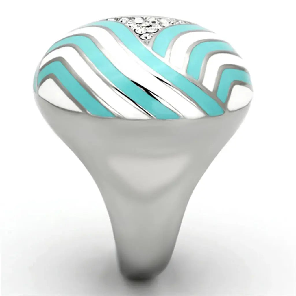 TK1138 - High polished (no plating) Stainless Steel Ring with Top Grade Crystal in Clear - Alamode - Flyclothing LLC