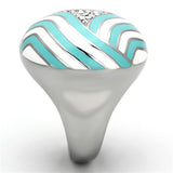 TK1138 - High polished (no plating) Stainless Steel Ring with Top Grade Crystal  in Clear - Alamode
