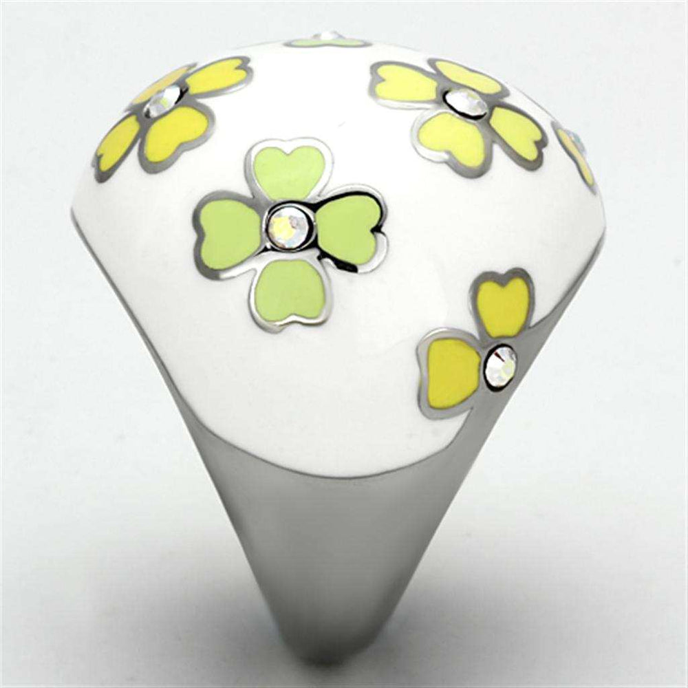 TK1139 - High polished (no plating) Stainless Steel Ring with Top Grade Crystal in Aurora Borealis (Rainbow Effect) - Alamode - Flyclothing LLC