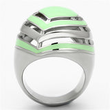 TK1140 - High polished (no plating) Stainless Steel Ring with Epoxy  in Emerald - Alamode