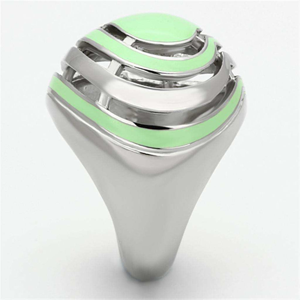 TK1140 - High polished (no plating) Stainless Steel Ring with Epoxy in Emerald - Alamode - Flyclothing LLC