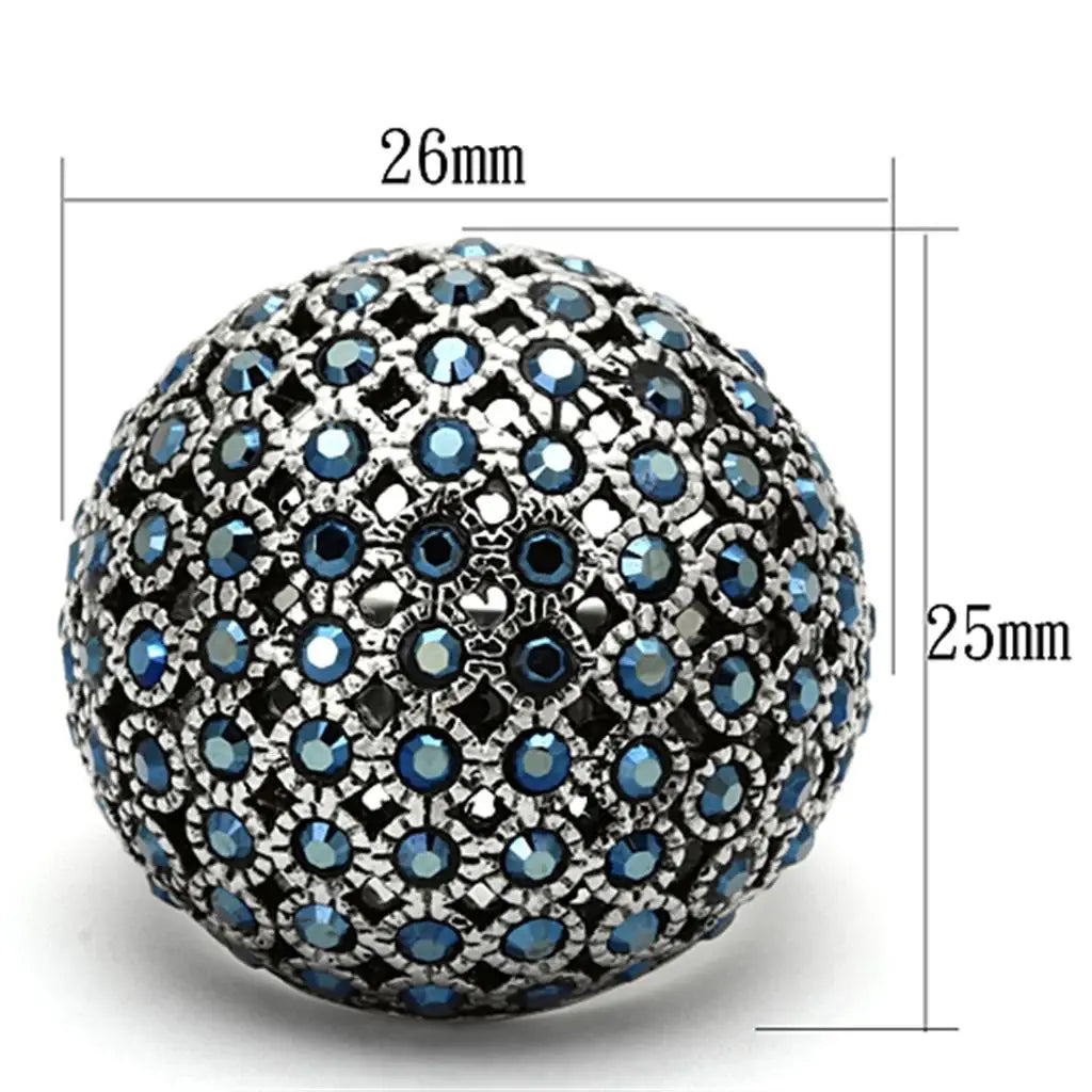TK1143 - High polished (no plating) Stainless Steel Ring with Top Grade Crystal in Aquamarine AB - Alamode - Flyclothing LLC