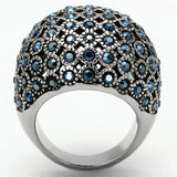 TK1143 - High polished (no plating) Stainless Steel Ring with Top Grade Crystal in Aquamarine AB - Alamode - Flyclothing LLC