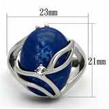 TK1144 - High polished (no plating) Stainless Steel Ring with Synthetic Synthetic Stone in Capri Blue - Alamode