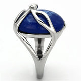 TK1144 - High polished (no plating) Stainless Steel Ring with Synthetic Synthetic Stone in Capri Blue - Alamode - Flyclothing LLC
