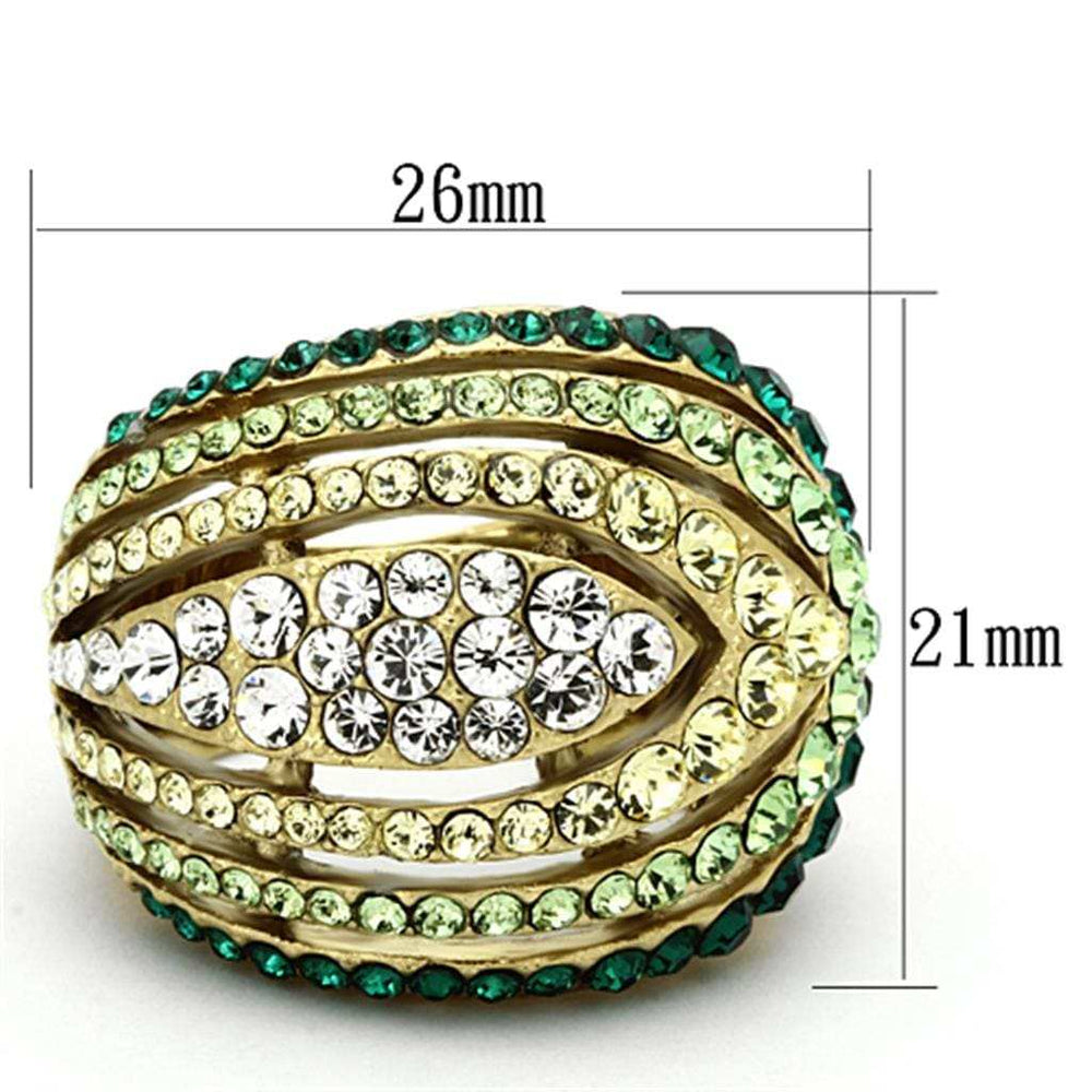 TK1145 - IP Gold(Ion Plating) Stainless Steel Ring with Top Grade Crystal in Multi Color - Alamode - Flyclothing LLC