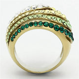 TK1145 - IP Gold(Ion Plating) Stainless Steel Ring with Top Grade Crystal in Multi Color - Alamode - Flyclothing LLC