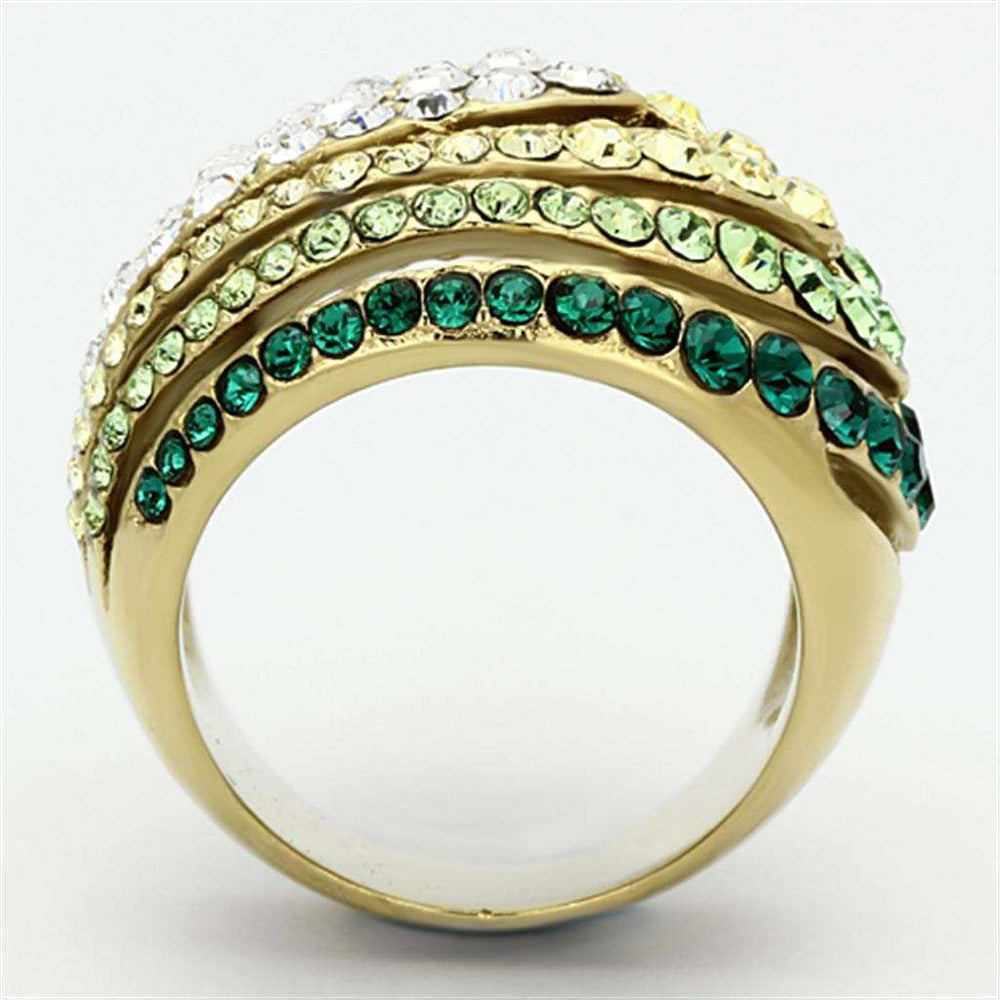 TK1145 - IP Gold(Ion Plating) Stainless Steel Ring with Top Grade Crystal in Multi Color - Alamode - Flyclothing LLC