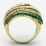 TK1145 - IP Gold(Ion Plating) Stainless Steel Ring with Top Grade Crystal  in Multi Color - Alamode