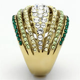 TK1145 - IP Gold(Ion Plating) Stainless Steel Ring with Top Grade Crystal in Multi Color - Alamode - Flyclothing LLC