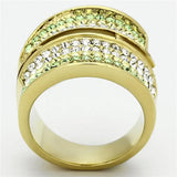 TK1146 - IP Gold(Ion Plating) Stainless Steel Ring with Top Grade Crystal in Multi Color - Alamode - Flyclothing LLC