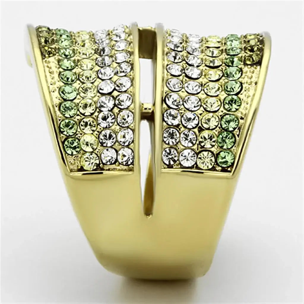 TK1146 - IP Gold(Ion Plating) Stainless Steel Ring with Top Grade Crystal in Multi Color - Alamode - Flyclothing LLC