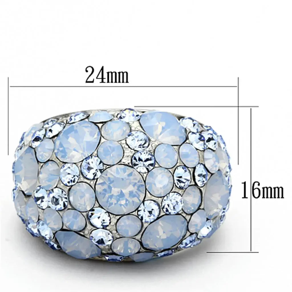 TK1147 - High polished (no plating) Stainless Steel Ring with Top Grade Crystal in Sea Blue - Alamode - Flyclothing LLC