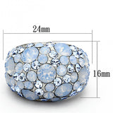 TK1147 - High polished (no plating) Stainless Steel Ring with Top Grade Crystal  in Sea Blue - Alamode