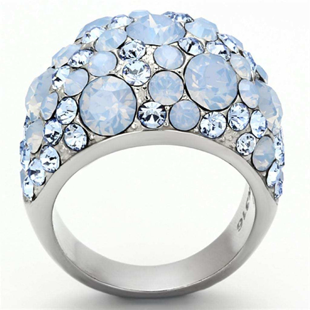 TK1147 - High polished (no plating) Stainless Steel Ring with Top Grade Crystal in Sea Blue - Alamode - Flyclothing LLC