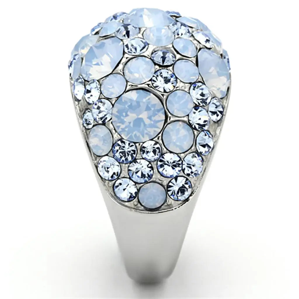 TK1147 - High polished (no plating) Stainless Steel Ring with Top Grade Crystal in Sea Blue - Alamode - Flyclothing LLC