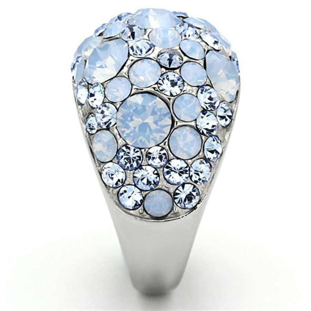 TK1147 - High polished (no plating) Stainless Steel Ring with Top Grade Crystal in Sea Blue - Alamode - Flyclothing LLC