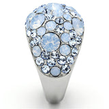 TK1147 - High polished (no plating) Stainless Steel Ring with Top Grade Crystal  in Sea Blue - Alamode