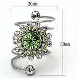 TK1148 - High polished (no plating) Stainless Steel Ring with Top Grade Crystal  in Peridot - Alamode