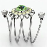 TK1148 - High polished (no plating) Stainless Steel Ring with Top Grade Crystal  in Peridot - Alamode