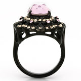 TK1154 - IP Black(Ion Plating) Stainless Steel Ring with Top Grade Crystal  in Light Rose - Alamode